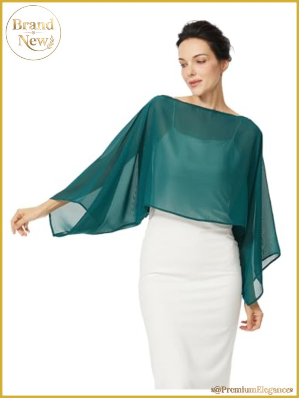 Chiffon Bolero Cape Capelet with Arm Holes Shawl Wrap for Evening Dress